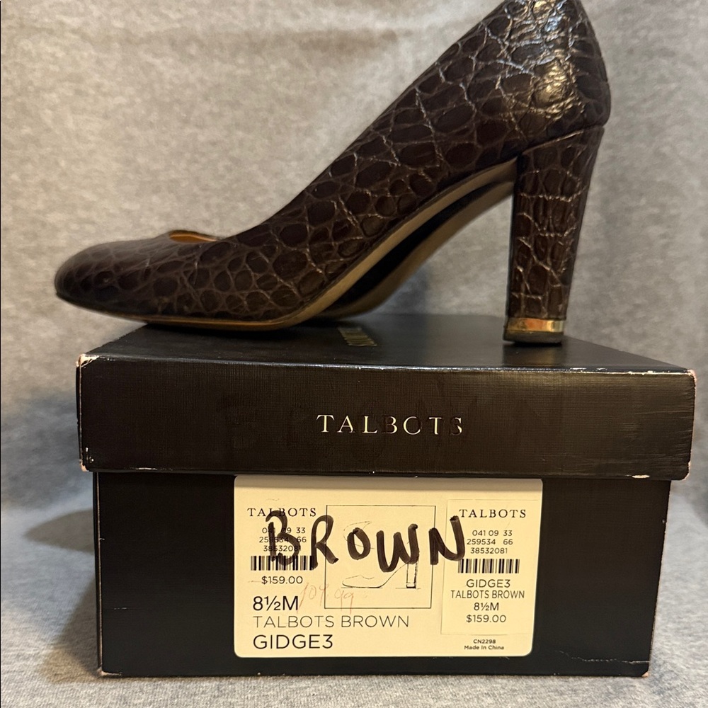 Talbots Chocolate Croc-Patterned Heels - Picture 4 of 7